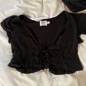 Princess Polly black crop shirt